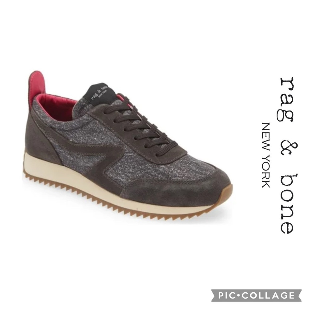 🦋rag & bone Retro Runner in Nord Ann Grey Denim Colorway With Fuchsia Lining🦋